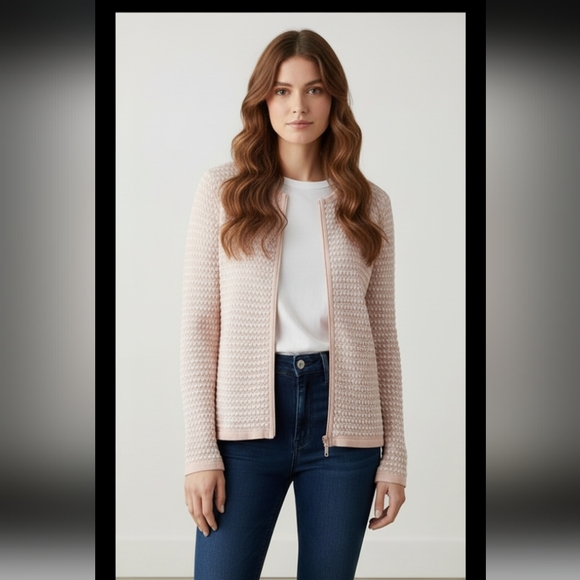 Ann Taylor Factory Sweaters - Ann Taylor Factory Pale Blush Zip Cardigan